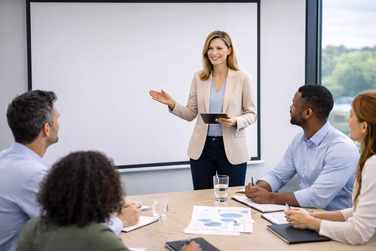 Inhouse-Training im Unternehmen mit Trainerin und Mitarbeitenden bei einer individuellen Weiterbildungsmaßnahme